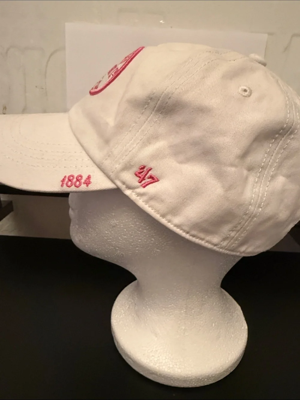 Louisville Slugger White Baseball Cap with Pink Logo